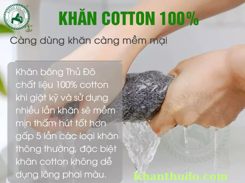Khăn bông được làm từ 100% cotton an toàn và mềm mại